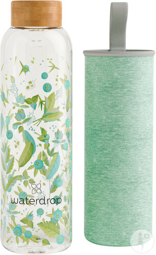Waterdrop drinking bottle made of robust borosilicate glass 600ml Focus Transparent 1 piece