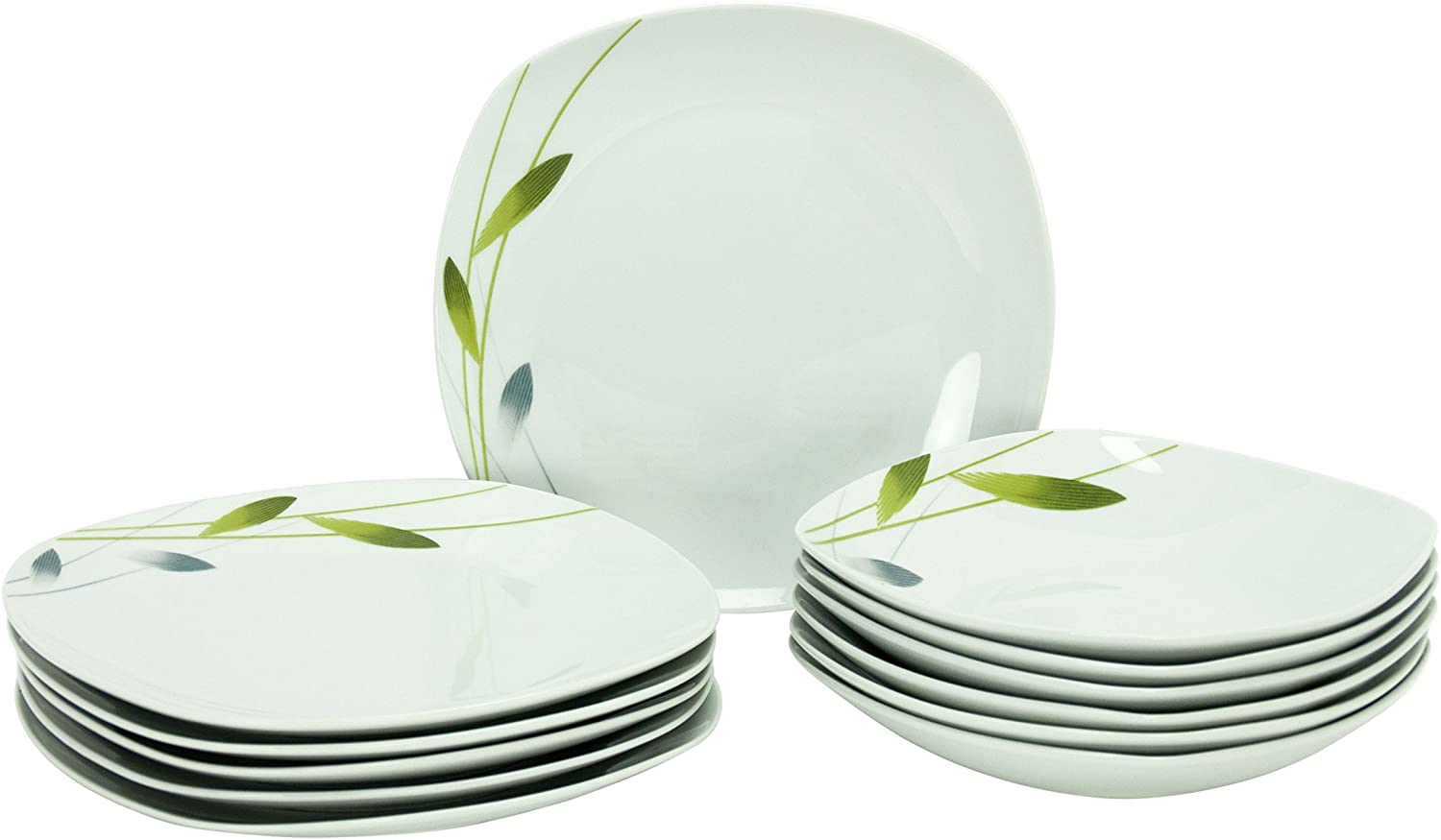 Serenade 24 Pieces White With Coloured Dinner Set For 12 People