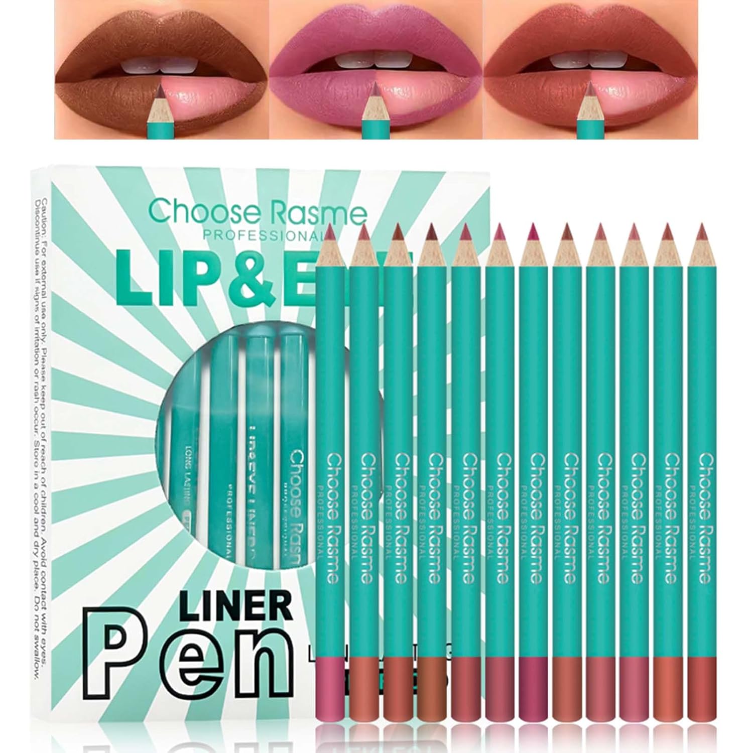 12 Colours Lip Liner Waterproof Long-Lasting Lip Liner with Matte Finish, Highly Pigmented Lip Liner Set, Smudge-proof Lip Plumper, Lipstick Set Creamy Texture, Natural Lip Makeup