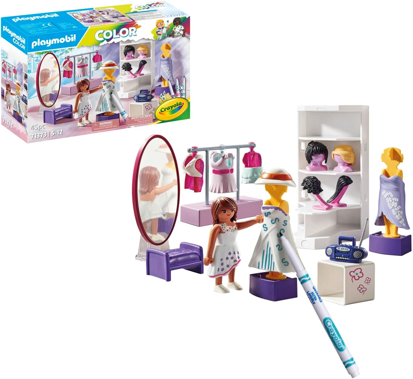 PLAYMOBIL Color 71373 Fashion Design Set, Design for Various Clothing Styles, with Water-soluble Pens, Sponge and Numerous Accessories, Artistic Toy for Children from 5 Years