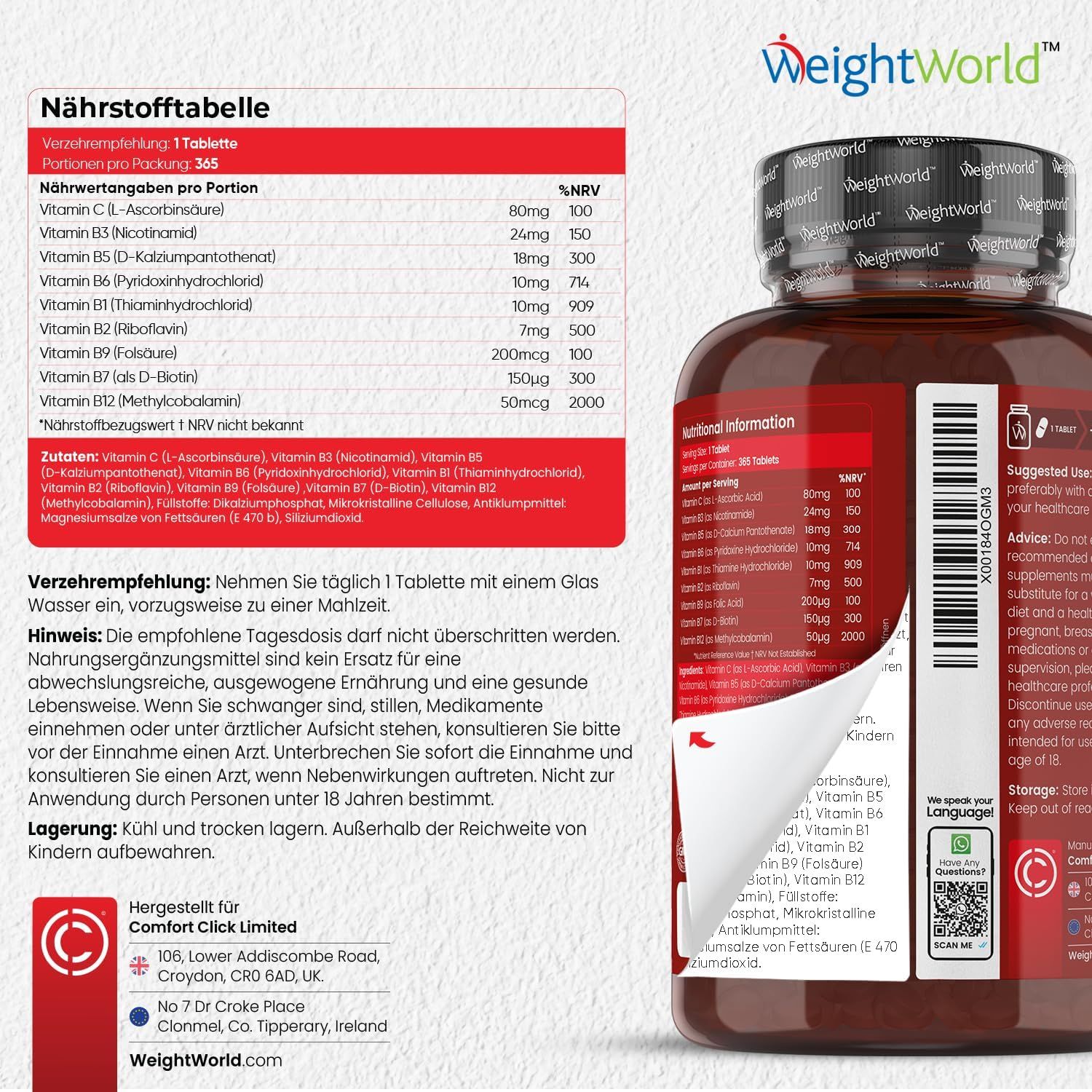 WeightWorld Vitamin B Komplex - Mit Vitamin C