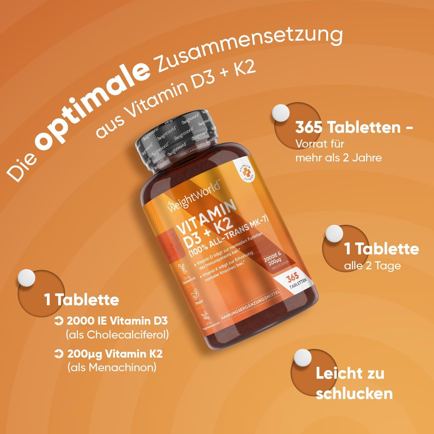 WeightWorld Vitamin D3 K2 2000 IU