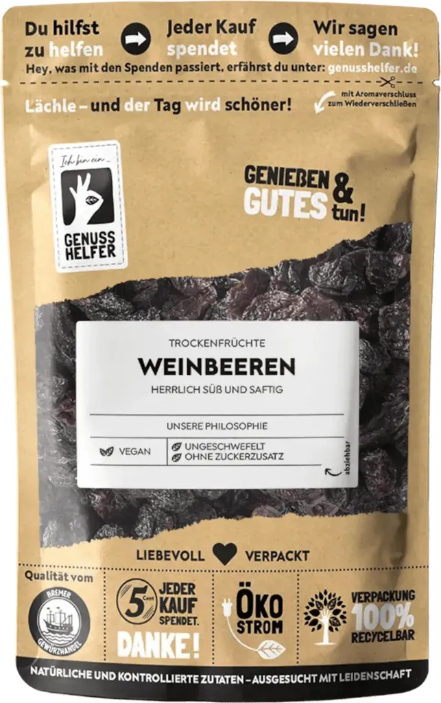 Dried grapes, unsulfured and without added sugar, 250g