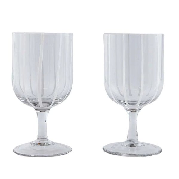 Wine glass Mizu Clear-White 2-piece Oyoy