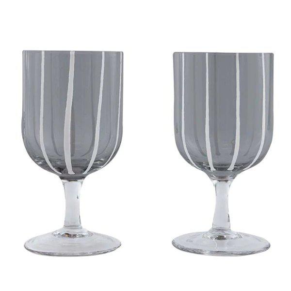Wine glass Mizu Grey-White 2-piece from Oyoy