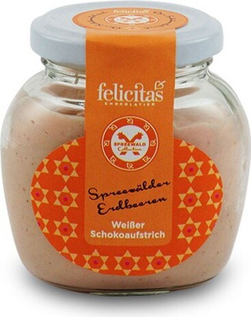 Weißer Schokoaufstrich mit Erdbeeren von der Confiserie Felicitas (400 g)