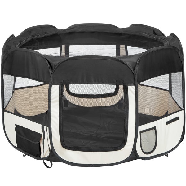 Puppy run tectake foldable, for indoor and outdoor use 115 x 115 x 64 cm, including carrying bag and pegs