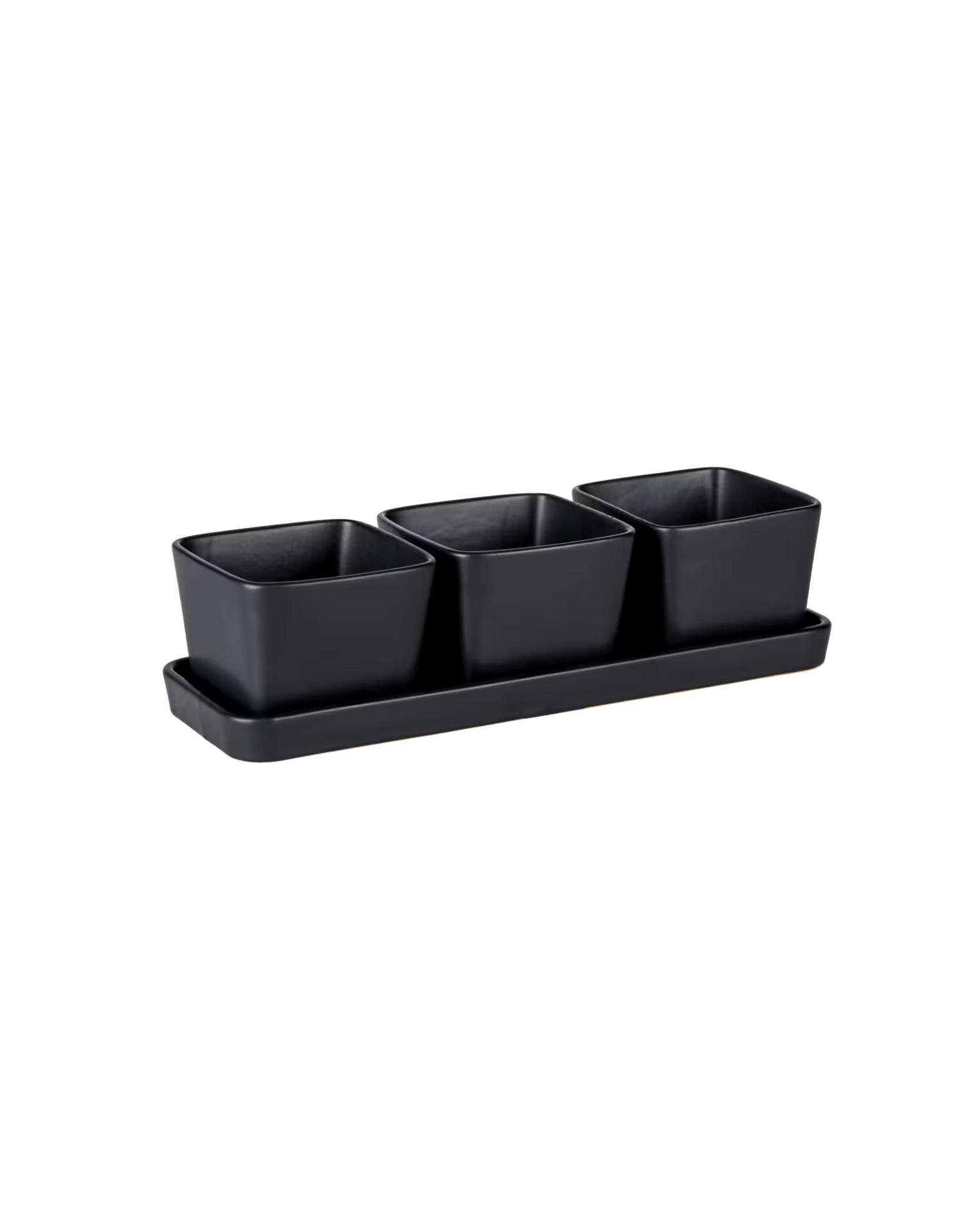 WENKO kitchen accessory snack & dip bowl set matt black