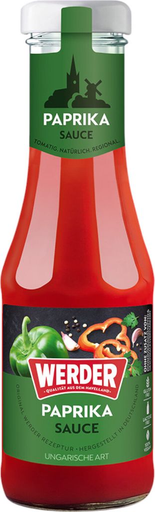 Werder Paprika Sauce ungarische Art 250ml Glasflasche Feinkost Grillen BBQ Ketchup