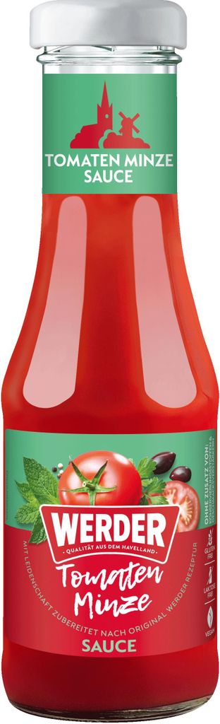 Werder Tomaten Minze Sauce 250 ml Glasflasche Feinkost Grillen BBQ Ketchup