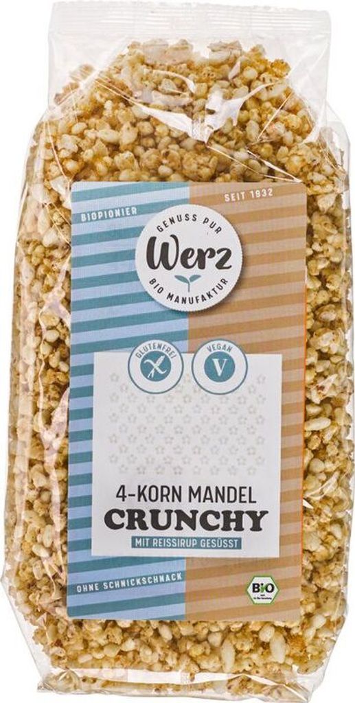 Werz 4-Korn Mandel Crunchy Vollkorn Knuspermüsli glutenfrei -- 250g x 6  - 6er Pack VPE
