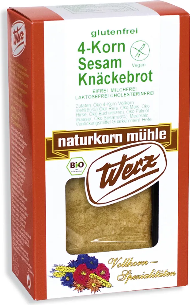 Werz 4-grain sesame crispbread wholemeal gluten-free -- 150g