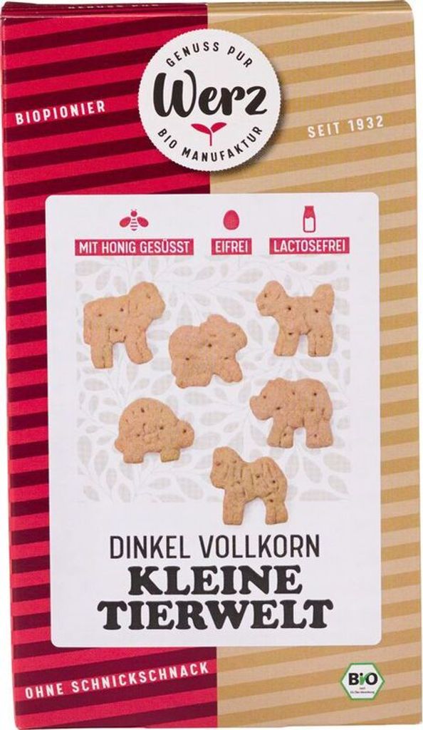 Werz Kleine Tierwelt honigsüß Dinkel Vollkornkekse -- 125g x 8  - 8er Pack VPE