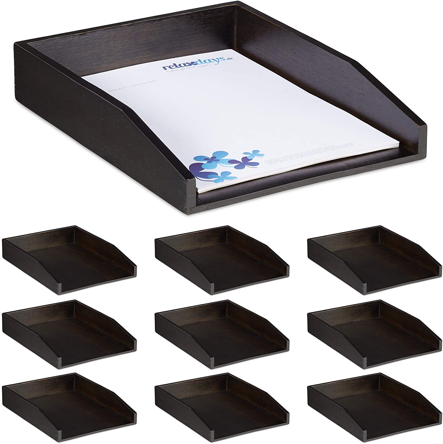 Relaxdays 10 X Document Trays Stackable Din A4 Paper Office Desk Letter Tra