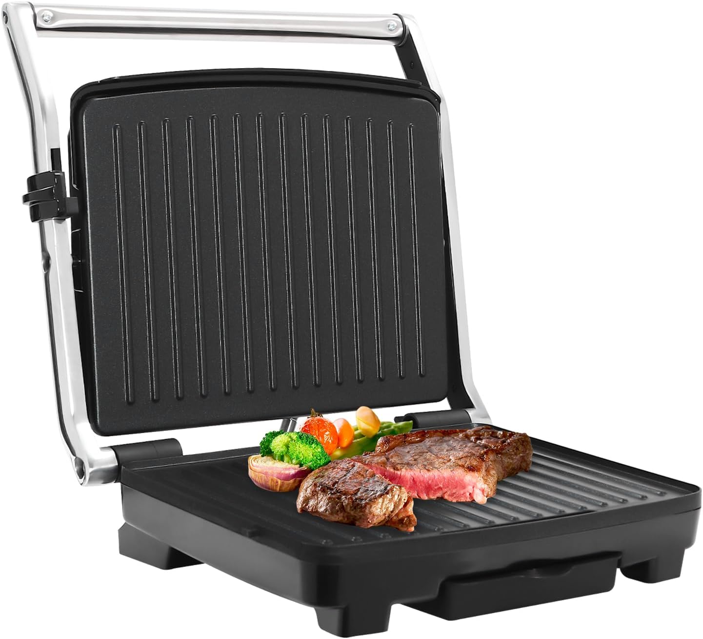 Electric Table Grills, Contact Grill, Griddle, Non-Stick Coated, Adjustable Temperature 100-250 °C / 212-482 ℉, for Steak, Sandwiches, Grilled Meat