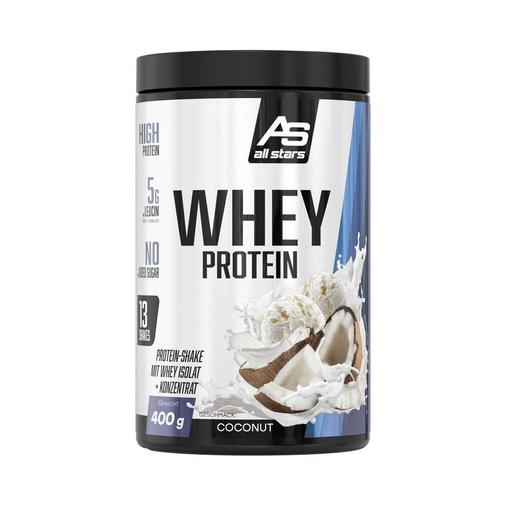 Whey protein shake powder, coconut