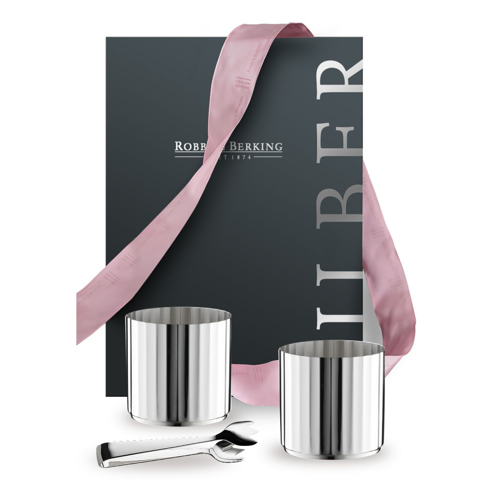 Robbe und Berking Whiskey gift set 90 Silver with ice tongs Belvedere Bar collection Robbe an