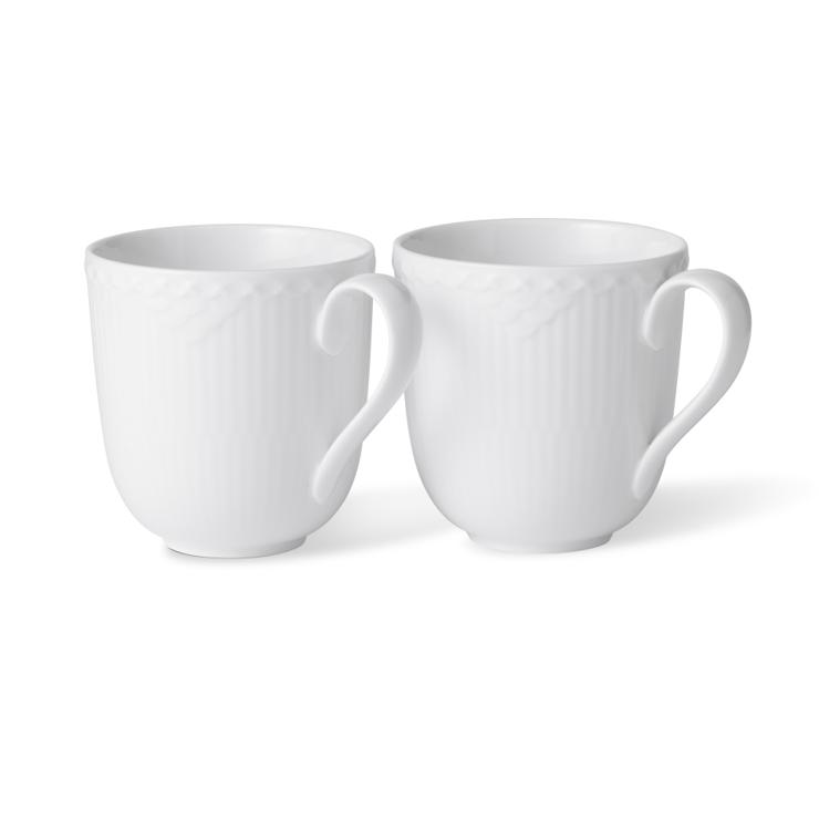 Royal Copenhagen White Fluted Half Lace Cup 2-Pack