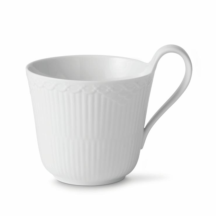 Royal Copenhagen White Fluted Cup With Handle High
