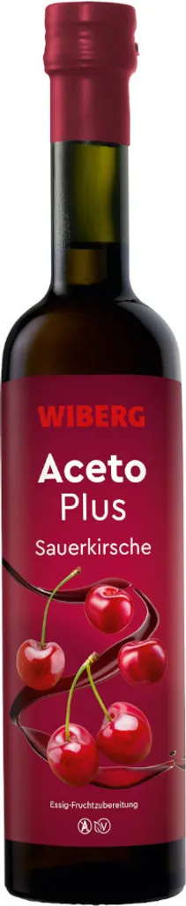 Wiberg AcetoPlus Sour Cherry Vinegar Fruit Preparation Bottle 500ml