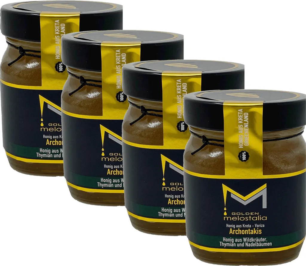 Wildkräuterhonig Golden Melostalia Archontakis 4 x 400g Glas aus Kreta Griechenland