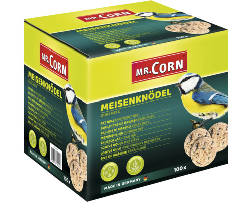 Wild bird food Mr. Corn fat balls 100 pieces without net in a box All-season bird food Ambrosia controlled, Made in Germany