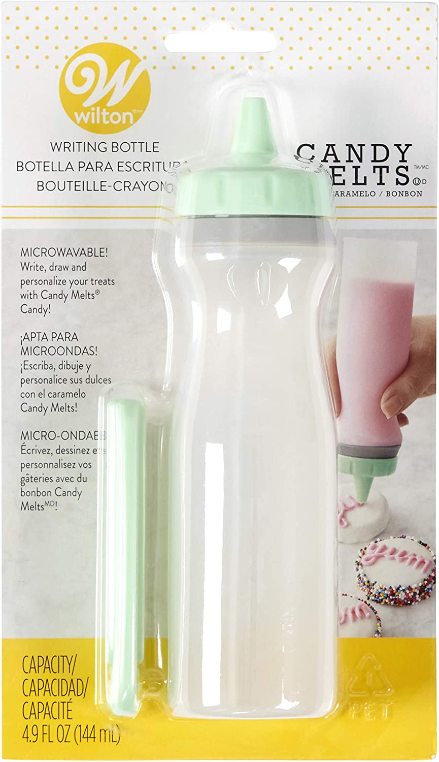 Wilton 1904-9312 Candy Writing Silicone, Melting Clear Bottle, Transparent/Mint/Grey