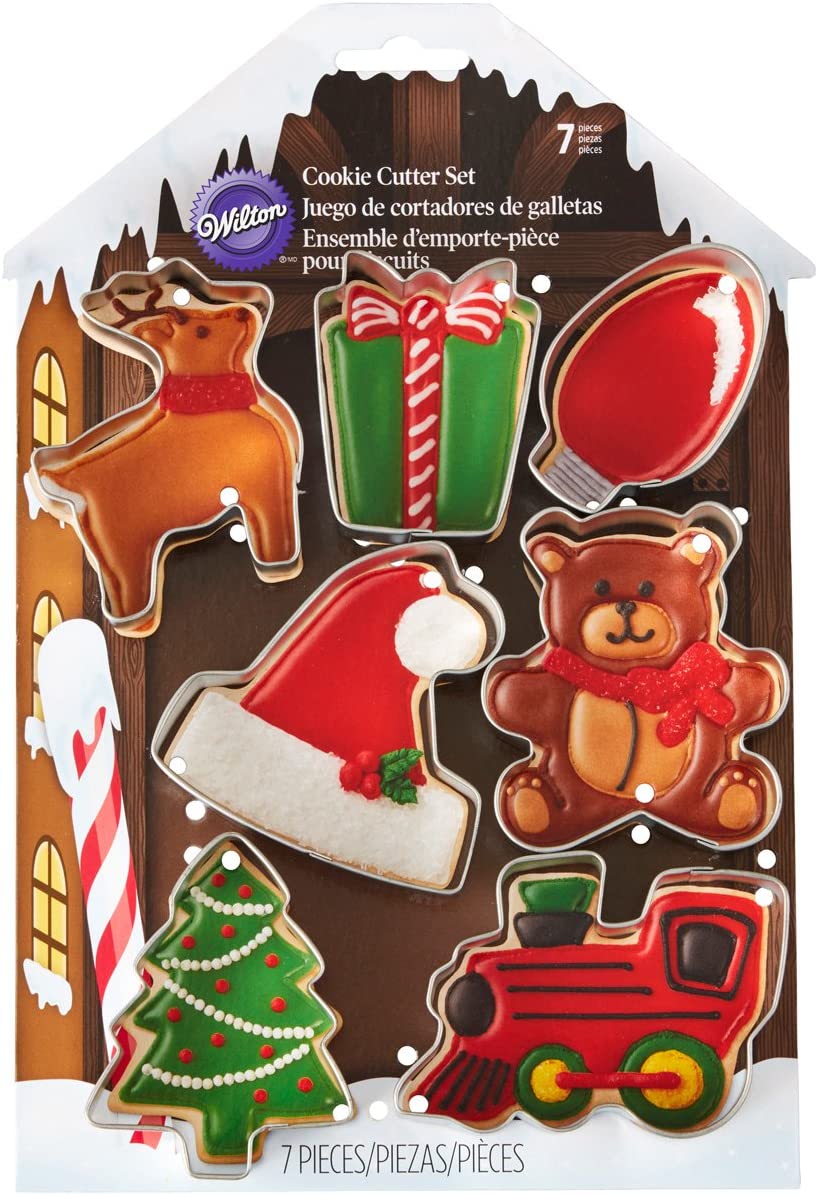 Wilton 7-Piece Christmas Cookie Cutter Set, Silver, Set of 7