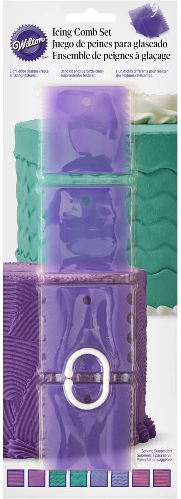 Wilton 3 Piece Acrylic Texture Combs for Cake Decoration - Multi-Colour