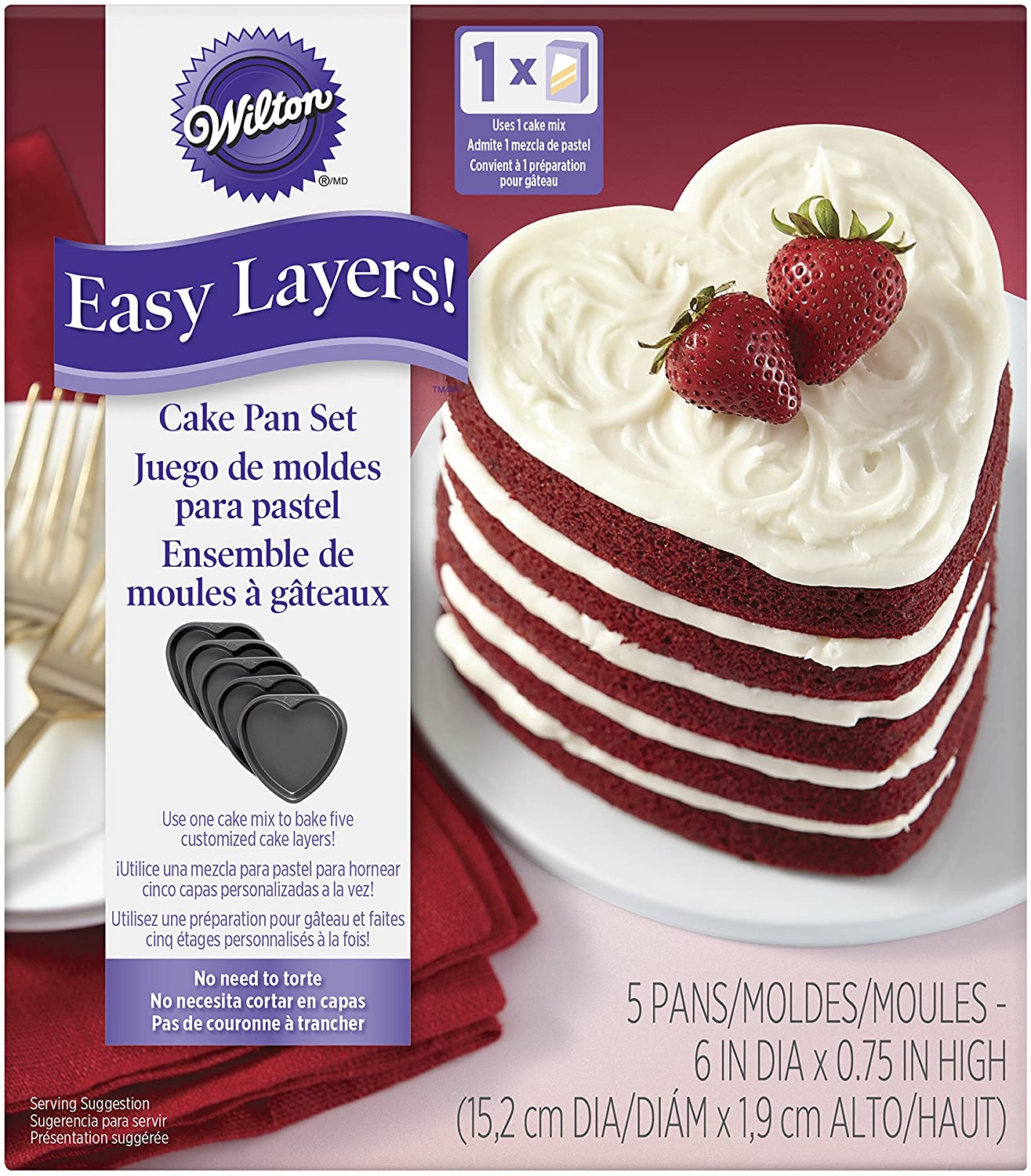 Wilton® Easy Layer Heart Cake Tins With Non-Stick Coating (Approx 15cm Dia)