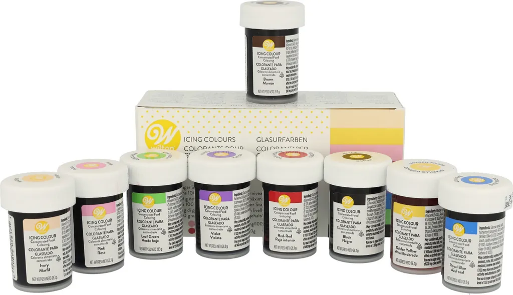 Wilton Icing Colors Set 8 x 28 g + Brown