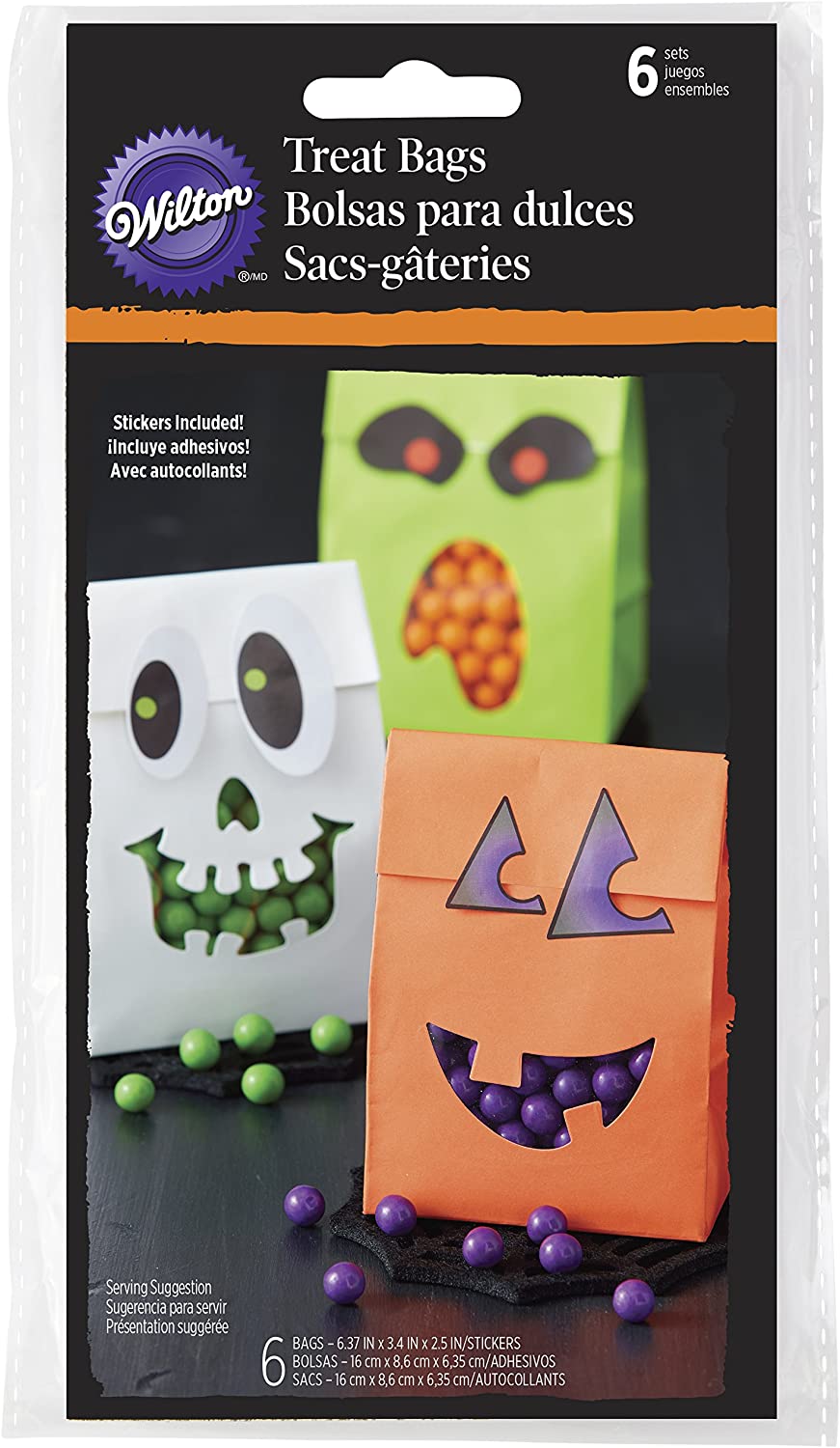 Wilton Halloween Bags with Sticker, Set of 6, Multi-Colour