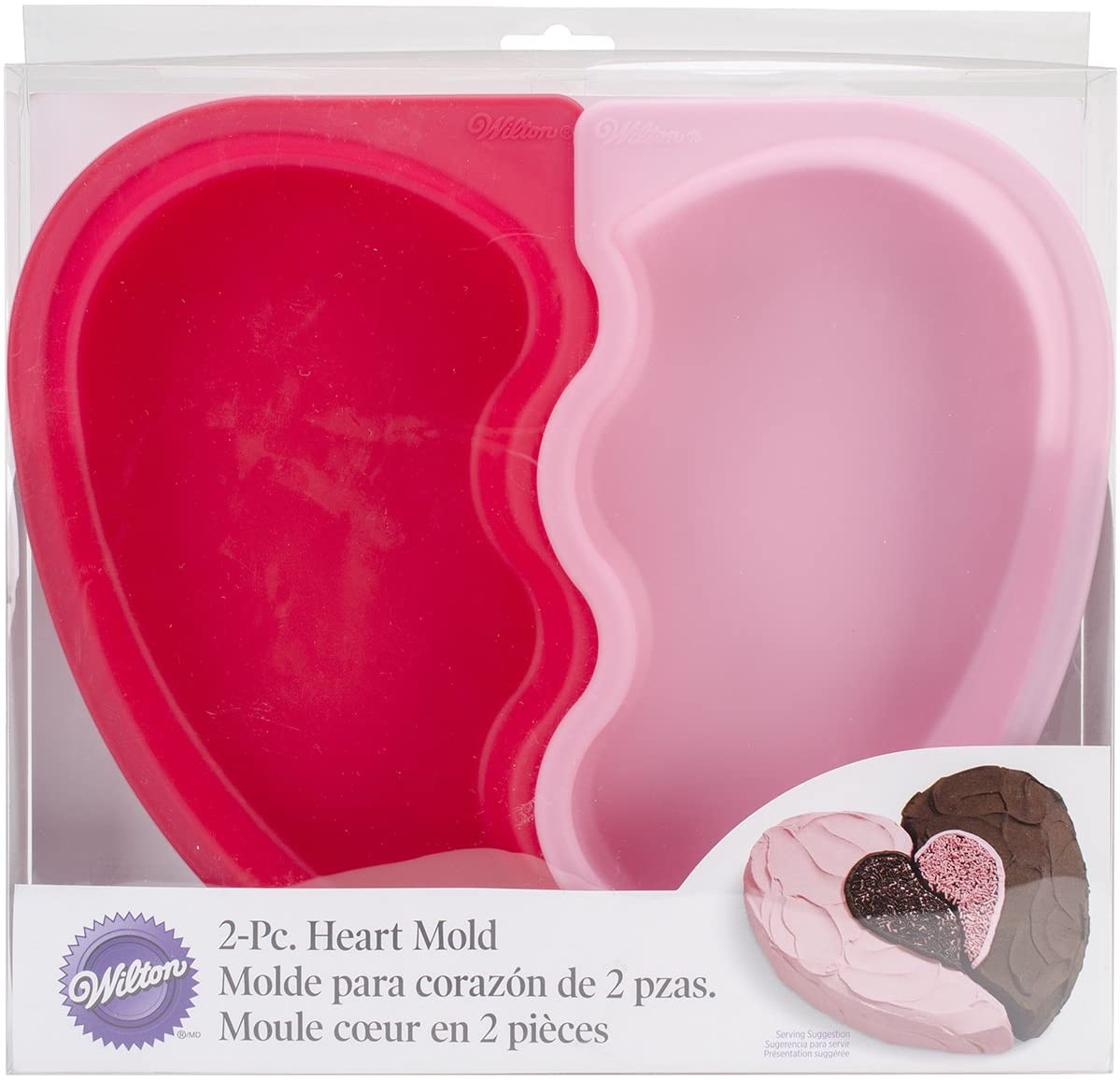 Wilton Heart Silicone Baking Mould Set of 3, Red/Pink