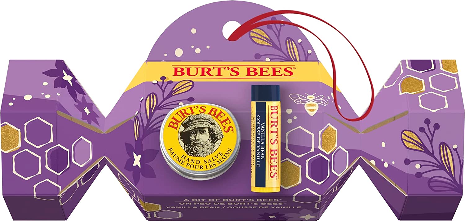 Burt\'s Bees Christmas Gifts for Women | Moisturising Gift Set for Lips and Hands | Contains Vanilla Lip Balm and Hand Balm in a Cracker | Bit of Burt\'s, ‎multi-coloured