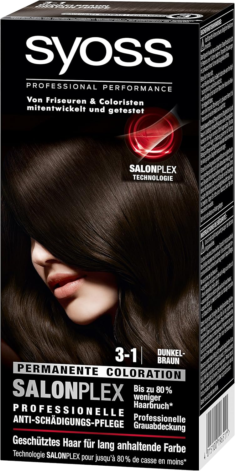 Syoss Hair Color, 3-1 Dark Brown, Pack of 3 (3 x 115 ml)