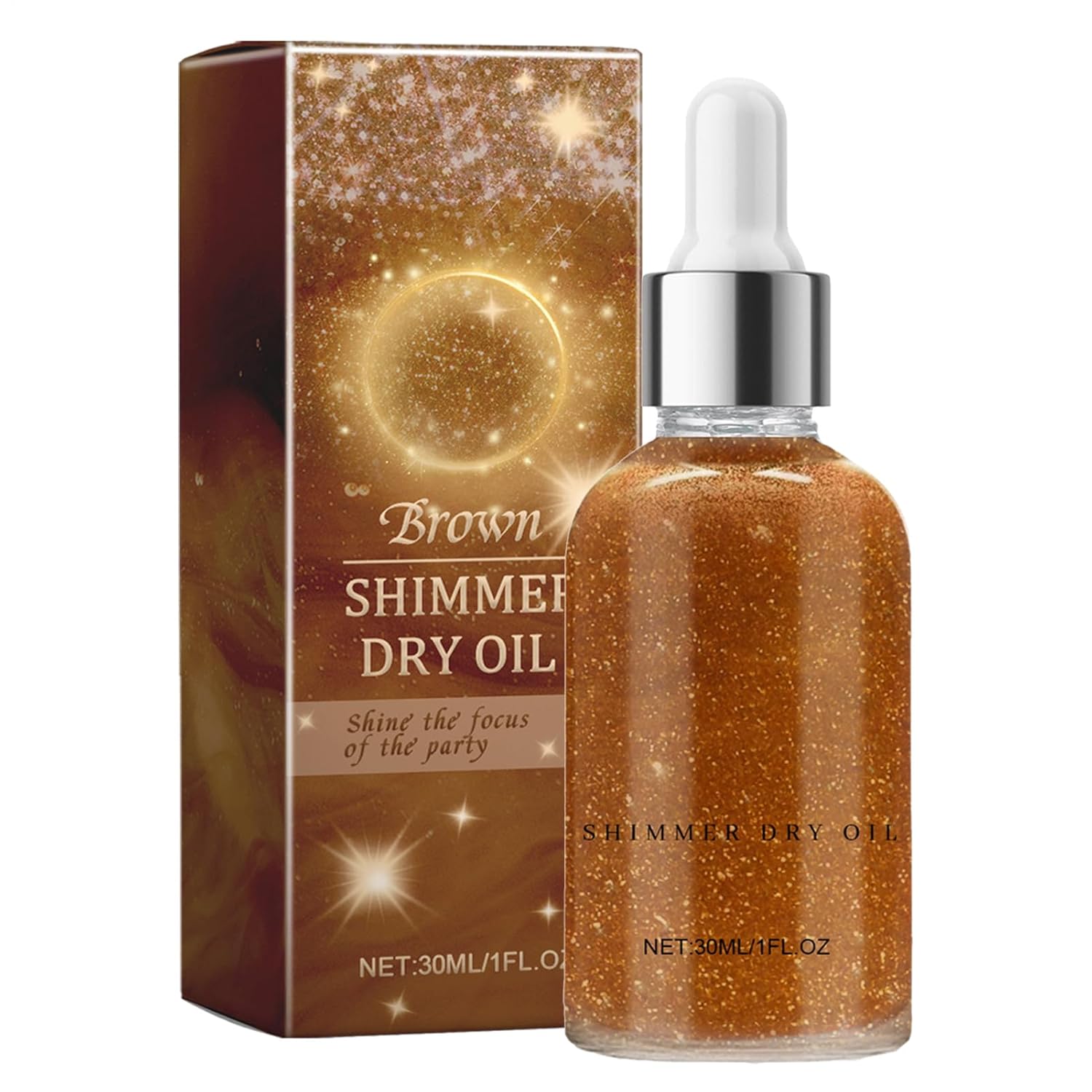 Glitter Body Oil, Shiny Glitter Oil for Body - Highlighter Oil for Body, Dry Makeup | Body Brightening Ingredients, Shiny Sequins