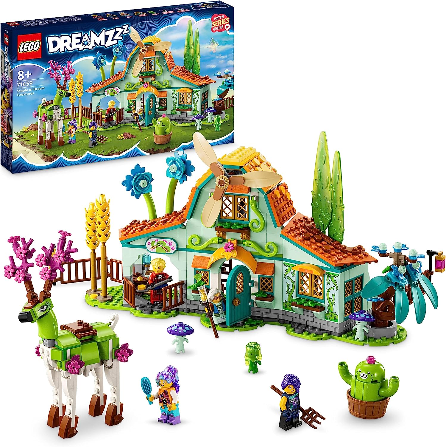 LEGO 71459 DREAMZzz Dream Creature Stall Fantasy Farm Toy with Deer Figure that Can Be Built in 2 Ways and 4 TV Show Mini Figures Set with Mythical Creatures for Kids, Girls and Boys