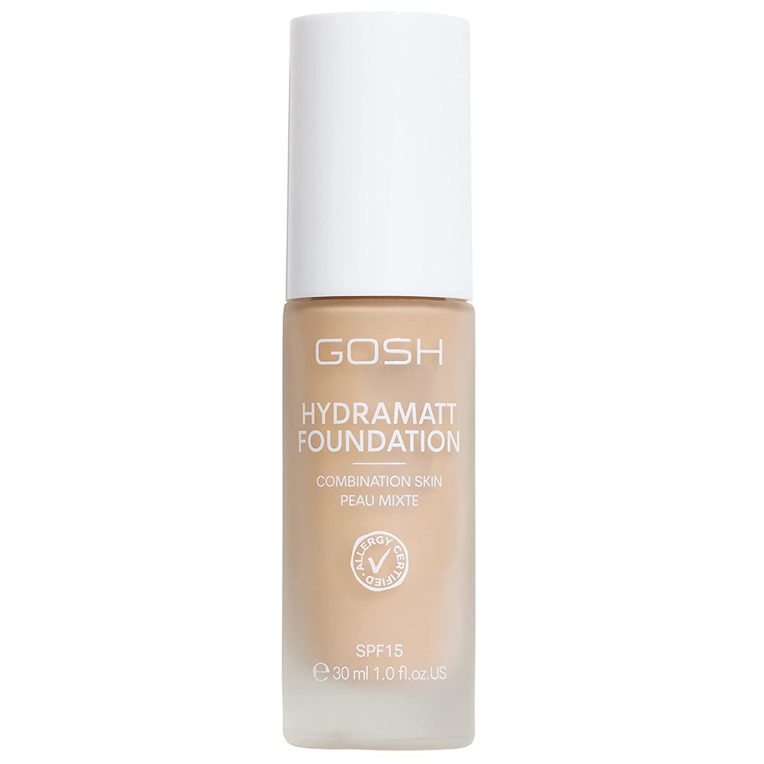 GOSH Foundation with SPF 15 for Light and Dark Skin, Vegan, Matte Makeup for Dry, Sensitive and Oily Skin, Smudge- and Sweat-Proof, Oil-Free, Adjustable Coverage, No Mask Effect, 004R, ‎004r