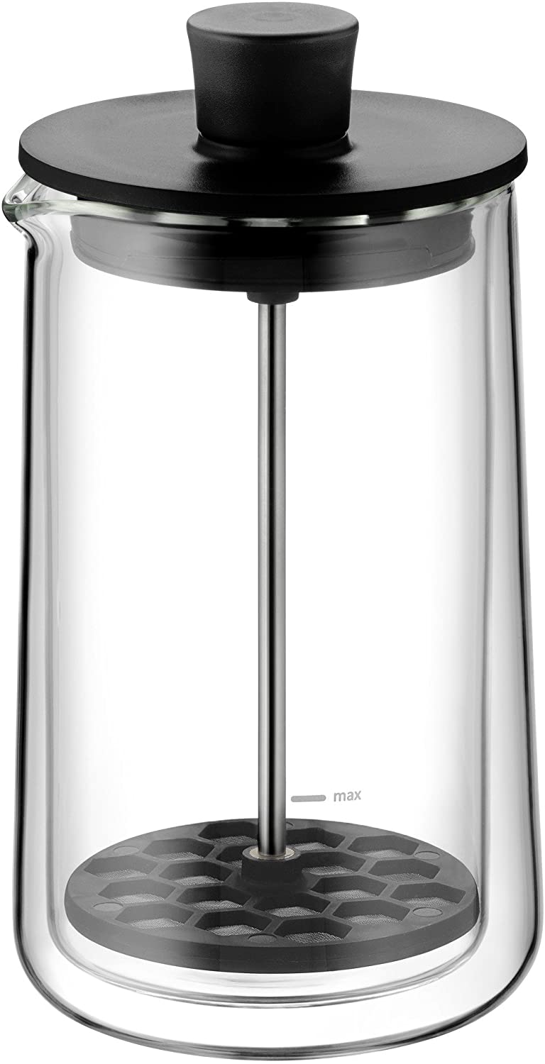 WMF CoffeeTime Milk Frother 17 cm for 200 ml Milk, Heat-Resistant Glass, Dishwasher Safe, Microwave Safe