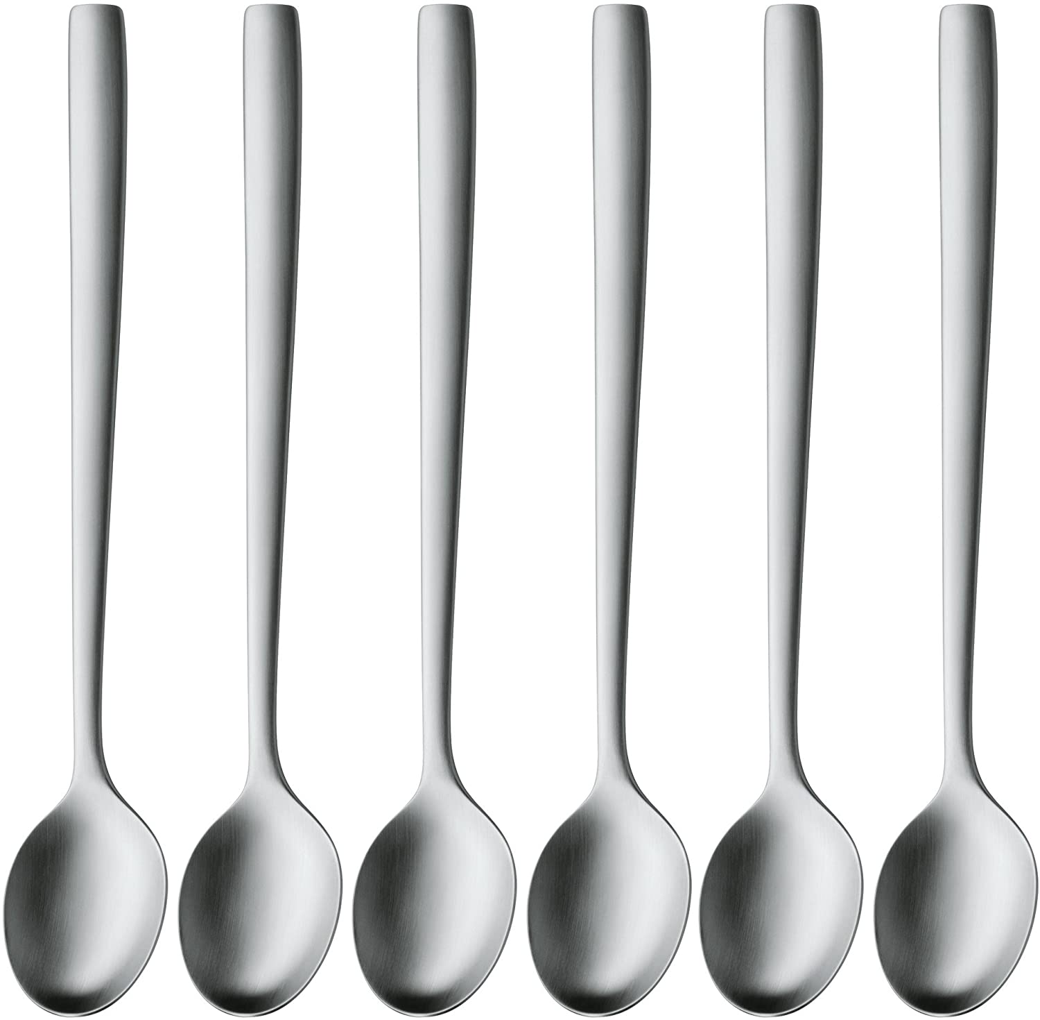 WMF Prego Latte Macchiato Spoons, 6 Pieces, Long Spoons 19 cm, Yoghurt Spoon, Cromargan Matte Stainless Steel, Dishwasher Safe