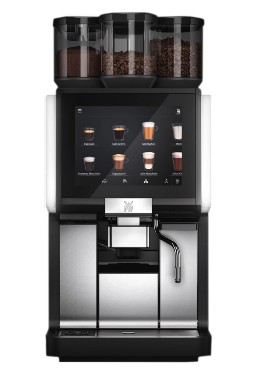 WMF 1500 S+ fixed water with 2 grinders and chocolate powder with Basic Milk