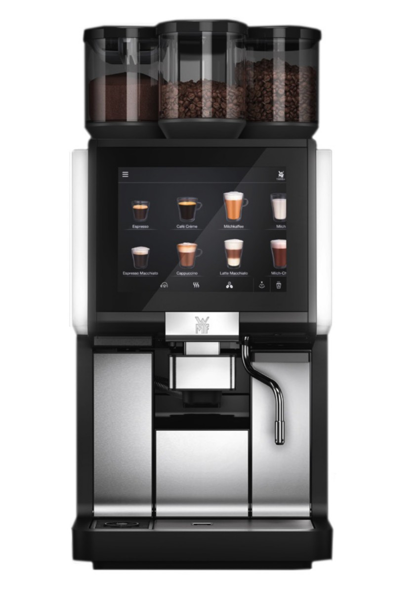 WMF 1500 S+ fixed water with 2 grinders and chocolate powder with Basic Milk
