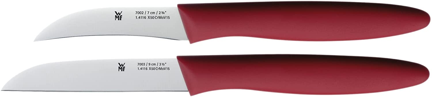 WMF Knife Set 2 Pieces with Paring Knife, Vegetable Knife, Special Blade Steel, Plastic Handles, Red