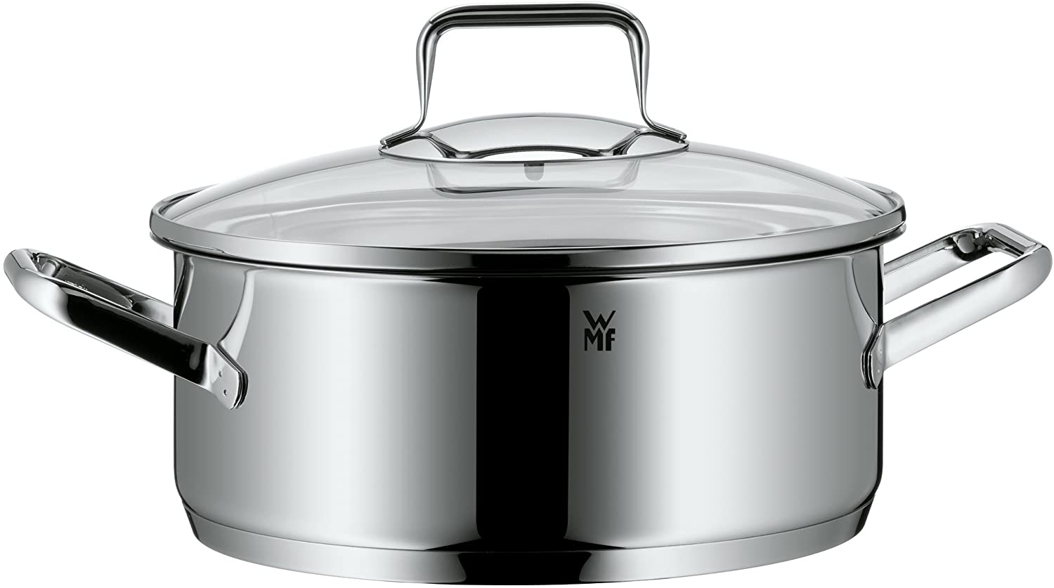 WMF Cooking Pot Diameter 24 cm approx. 4,1l Stylish Polished Hollow Handles Glass Lid Cromargan Stainless Steel Suitable for Induction Cookers Dishwasher Safe Made in Germany