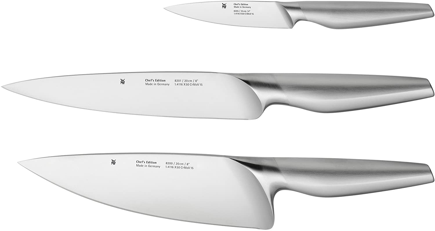 WMF 3-Piece Steel Chefs Edition Kitchen Knife Set, Silver