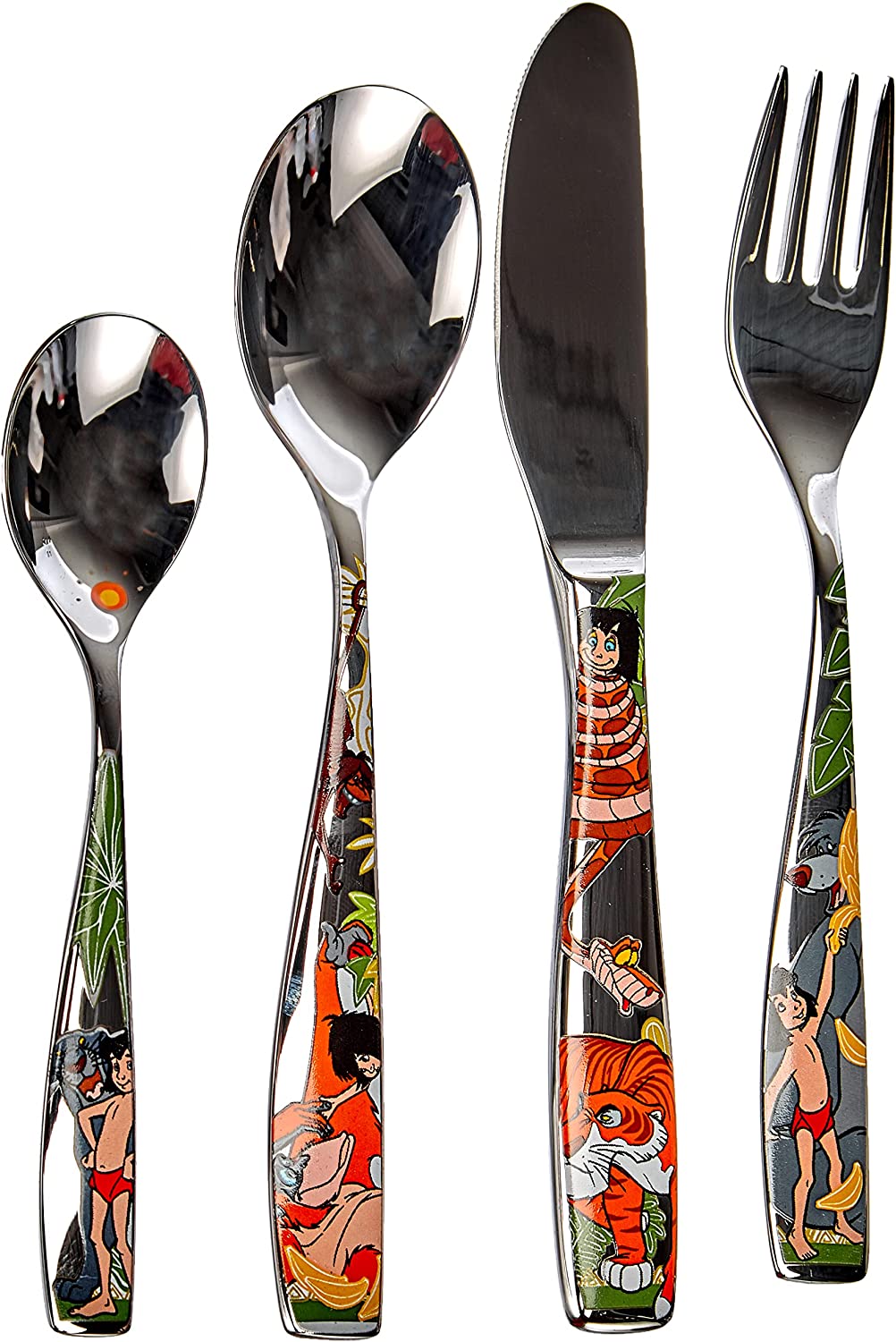 WMF 4-Piece 18/ 10 Stainless Steel Jungle Book Child\'s Cutlery Set, Silver