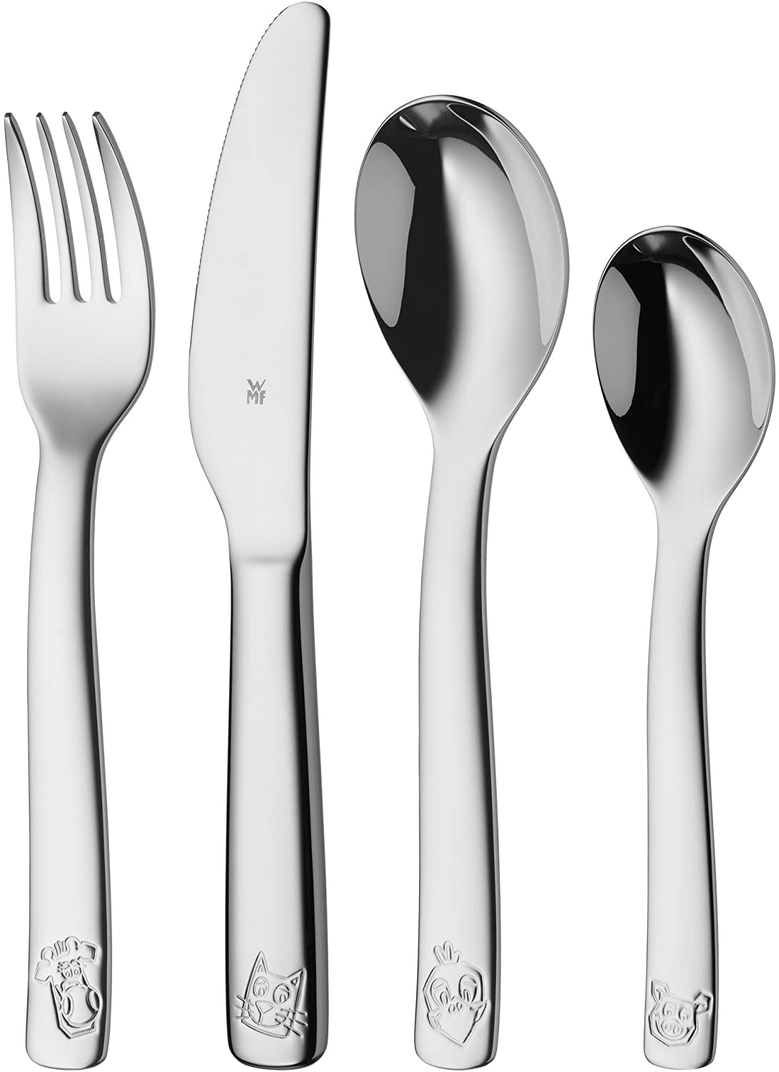 WMF 4-Piece Children\'s Farm Cutlery Set, for 3 Years and over, Polished Cromargan Stainless Steel, Dishwasher-Safe, 40 x 25 x 25 cm