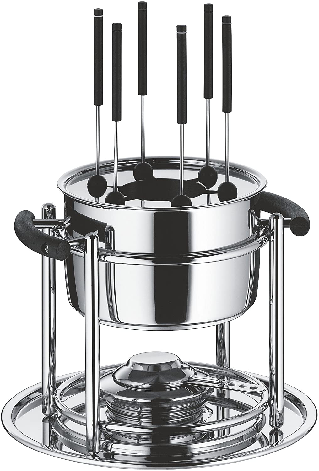 WMF Allegro Fondue Set 11 Pieces for 6 People with Burner and Forks, Cromargan Stainless Steel, Induction Fondue Pot, Dishwasher Safe