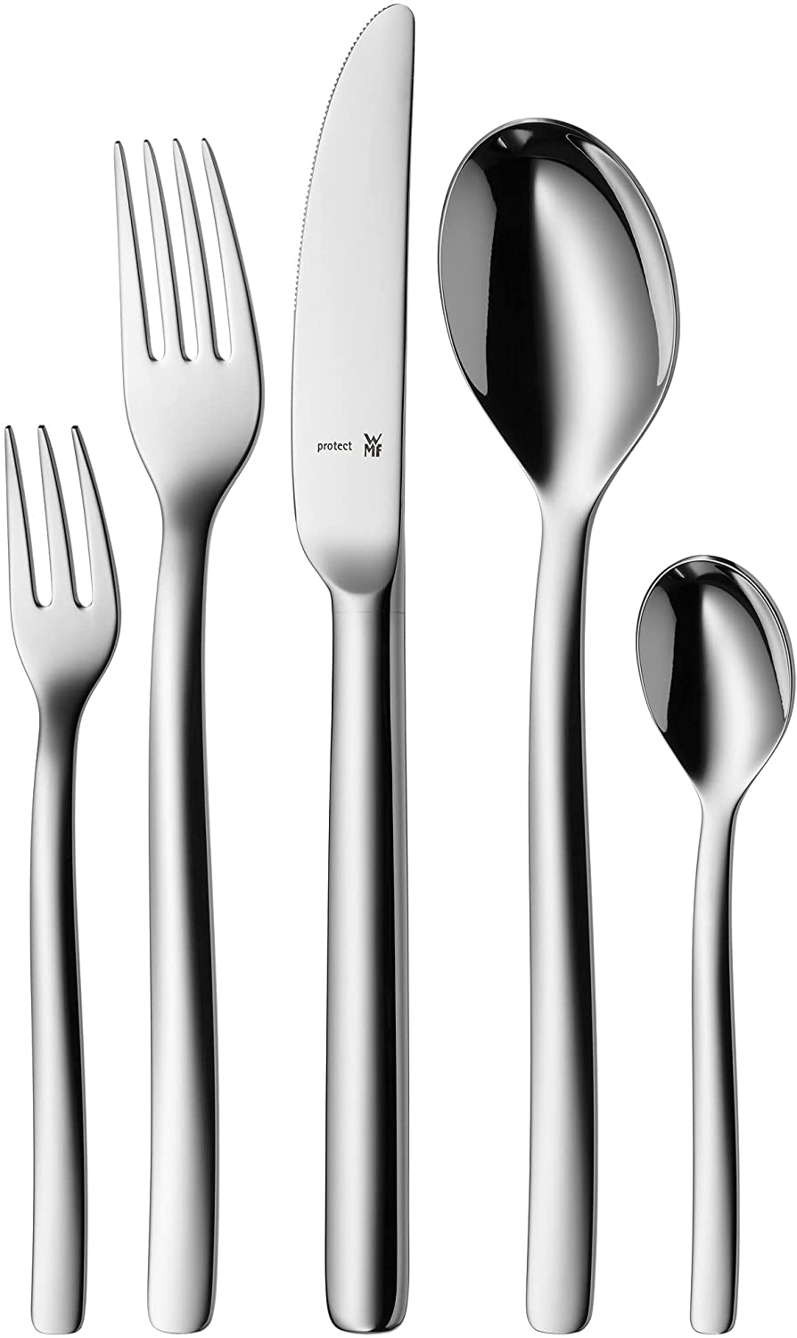 WMF Atic Stainless Steel Cutlery Set for 6 People, Cutlery Set 30 Pieces, Monobloc Knife, Cromargan Protect Polished, Scratch-Resistant, Dishwasher Safe