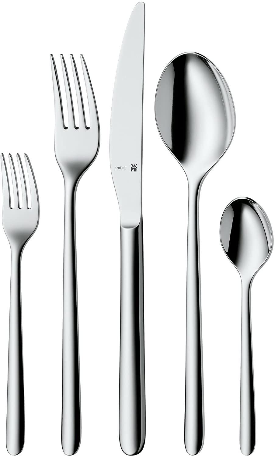 WMF Flame cutlery set, 12 people, 60 pieces, monobloc knife, Cromargan protect stainless steel, polished, shiny, scratch-resistant, dishwasher-safe